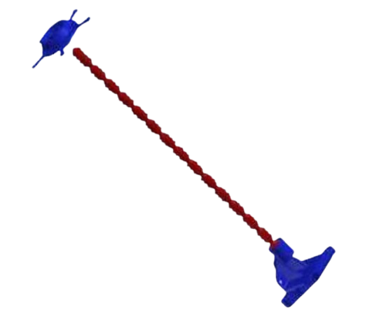 Illustration d'un neurone bleu et rouge. Représente un neurone émettant un signal.