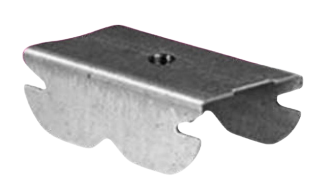 Support métallique avec un trou central et des bords incurvés.