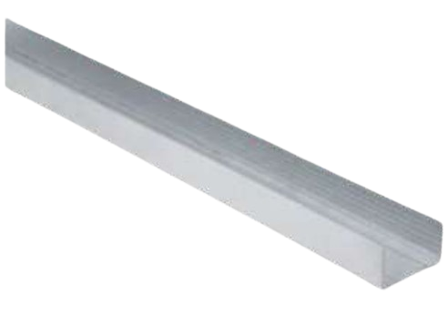 Profilé en U métallique argenté.