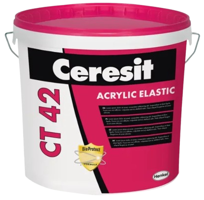 Seau de mastic élastique acrylique Ceresit CT 42.