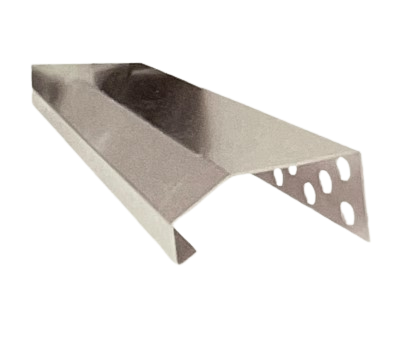 Cornière métallique à bord perforé.