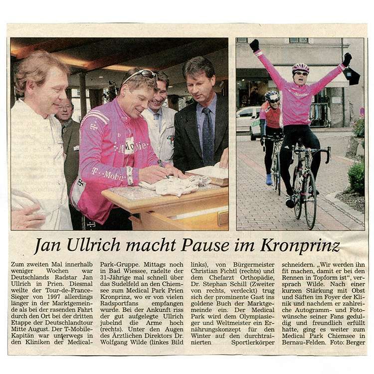 Zeitungsartikel Jan Ullrich macht Pause im Kronprinz