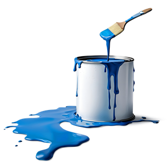 Pot de peinture bleu