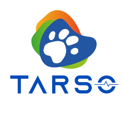 Logotipo de TARSO: una huella de pata dentro de una figura azul