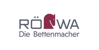 Ein Logo für Röwa die Bettenmacher mit einem Pferd darauf.