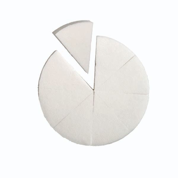 Un círculo blanco con una rodaja cortada.