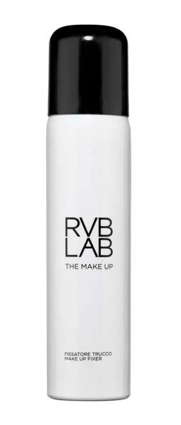 Una botella de spray de maquillaje RXB sobre un fondo blanco.