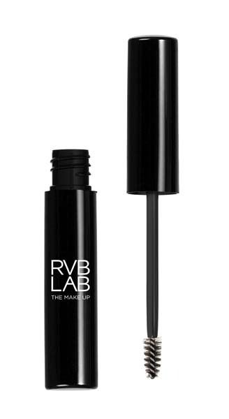 Una botella de gel para cejas RVB Lab con un cepillo.