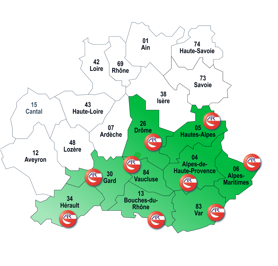 Carte stylisée de la zone d'intervention