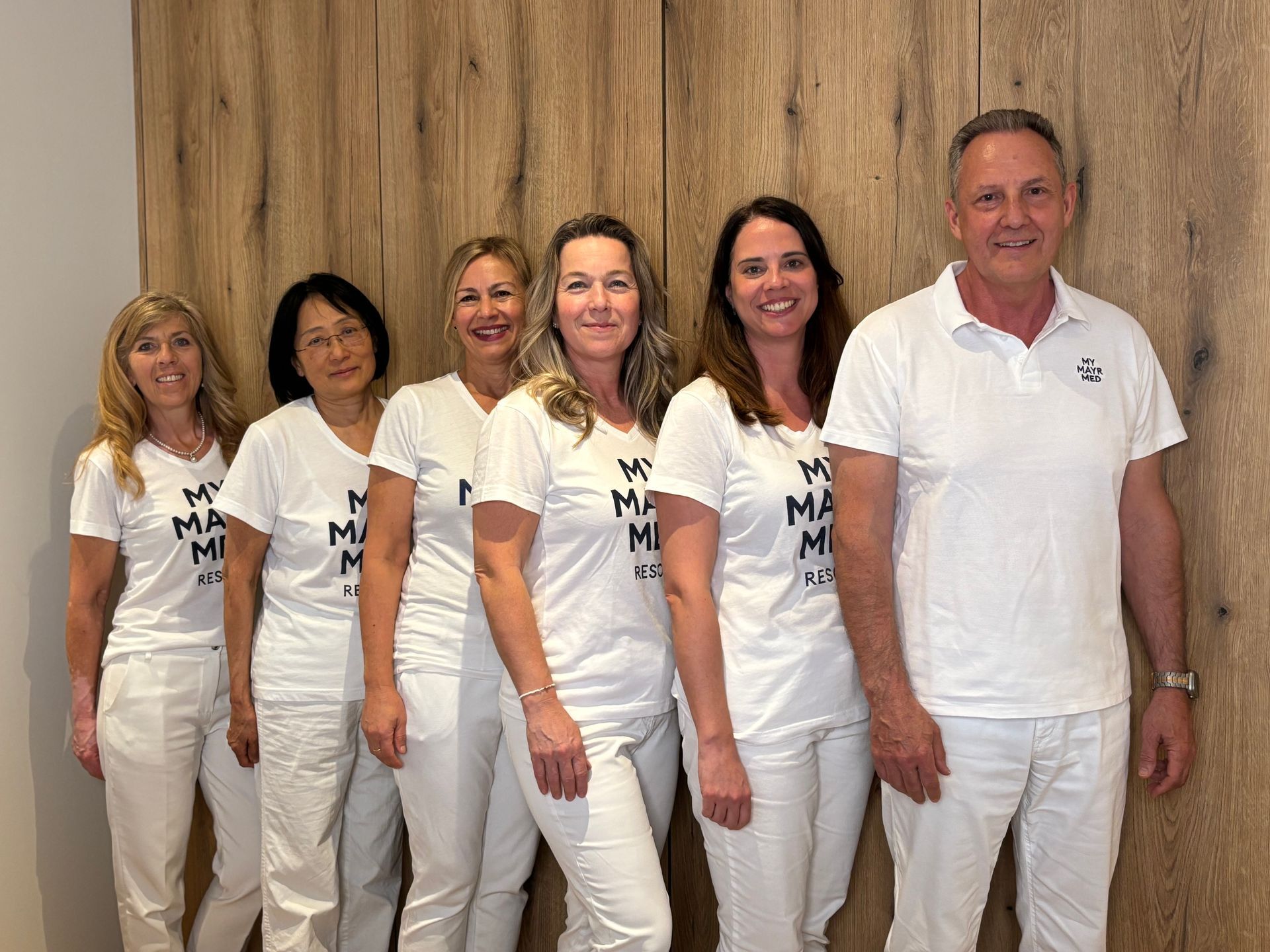 Medical Team von MY MAYR MED Resort: Erna Dobler, He Xu, Gabriele Baumgartner, Margit Webersberger, Marina Hinshammer, Roger Eisen 