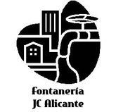 Un logotipo en blanco y negro para fontaneria jc alicante.