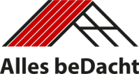 Ein Logo für Alles Bedacht mit einem rot-schwarzen Dach.