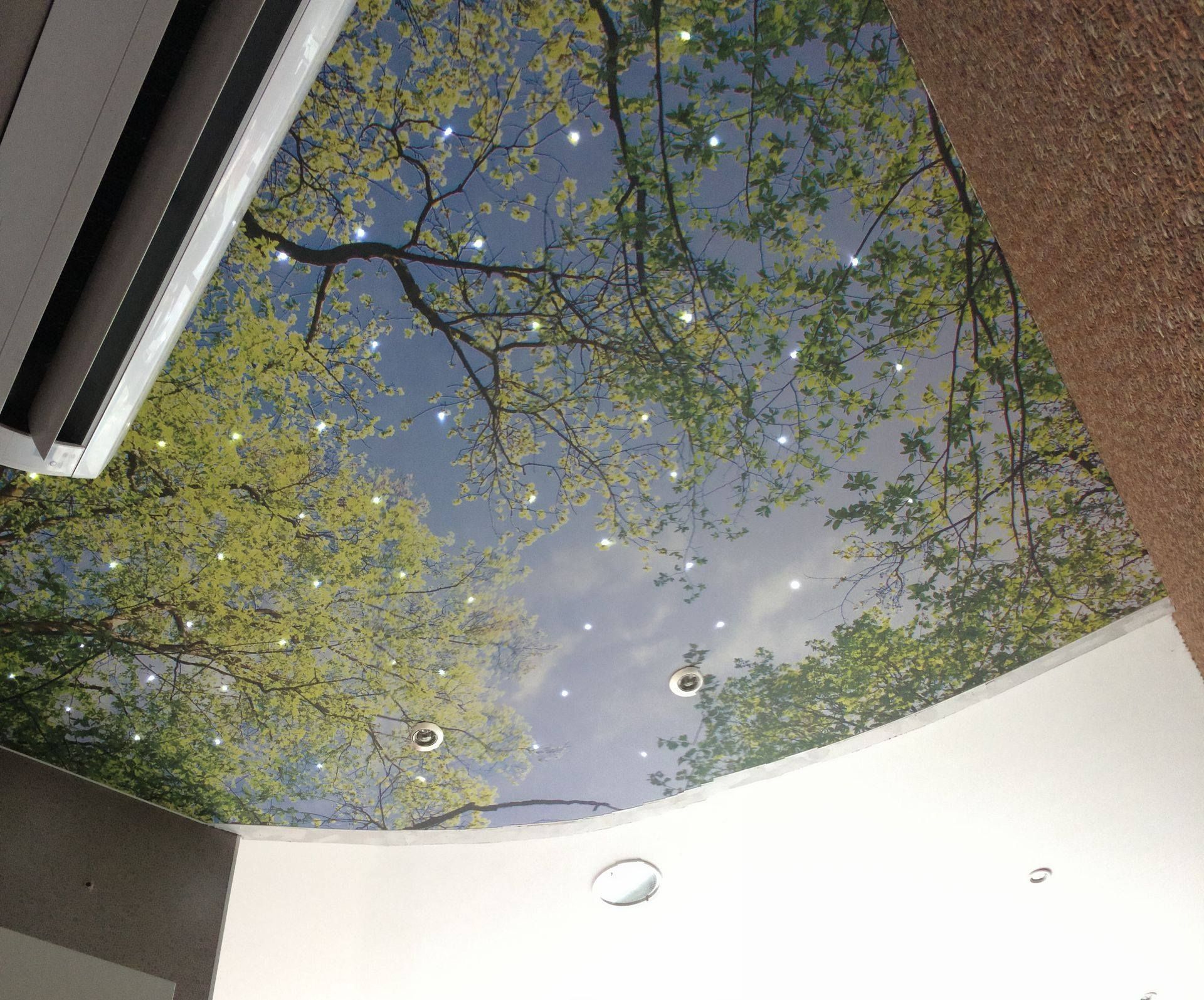 Toile tendue sur un plafond façon ciel étoilé