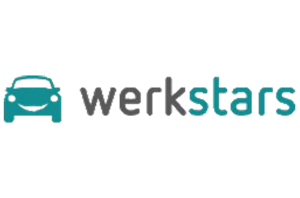 Ein Logo für eine Firma namens Werkstars mit einem Auto darauf.