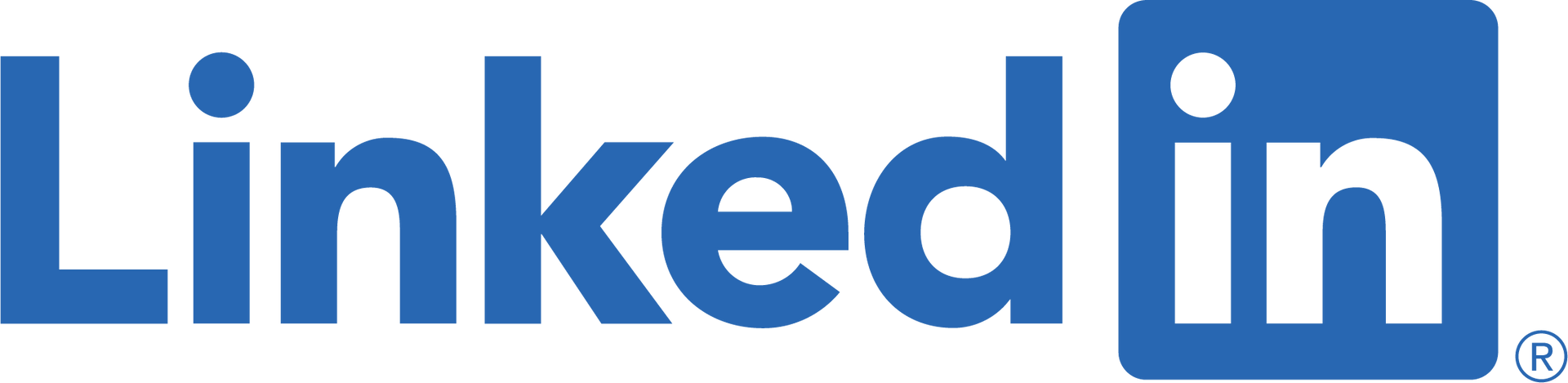 LinkedIn logo in blue and white with a small ® symbol