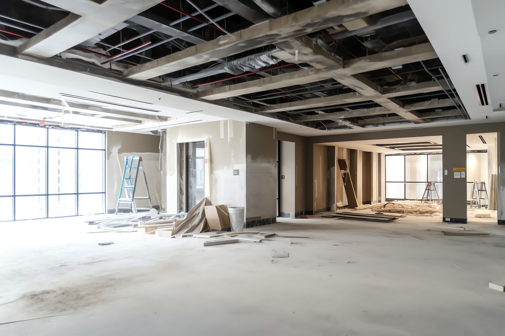 Una gran habitación vacía en un edificio en construcción.