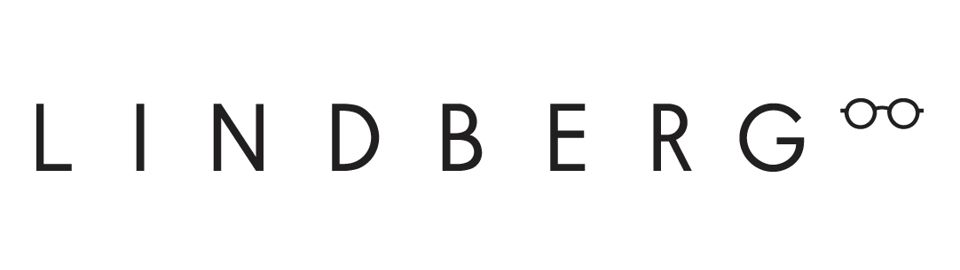 Lindberg-Logo in schwarzer Schrift mit kleinem Brillensymbol auf weißem Hintergrund