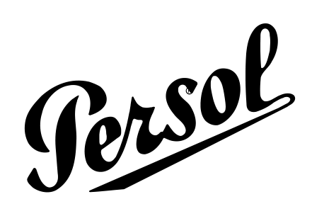 Schwarzes, kursives „Persol“-Logo mit diagonalem Unterstrich auf weißem Hintergrund