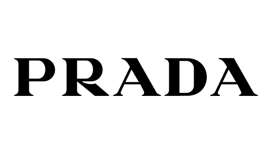Schwarzes PRADA-Logo auf weißem Hintergrund