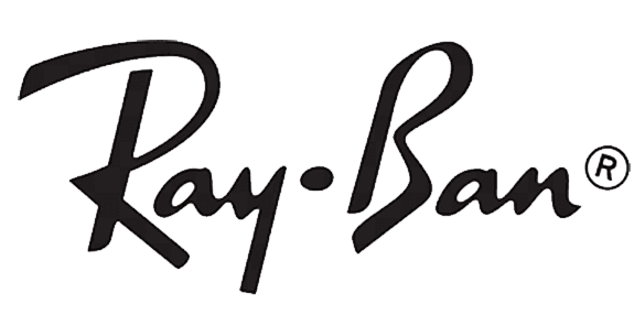 Ray-Ban-Logo in schwarzer Schrift auf weißem Hintergrund