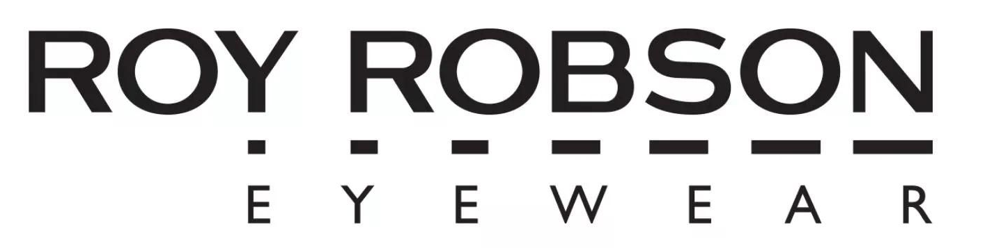 ROY ROBSON EYEWEAR-Logo in schwarzer und grauer Schrift auf weißem Hintergrund