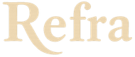 La palabra "Refra" en letra cursiva beige.