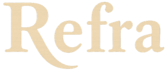 La palabra "Refra" en letra cursiva beige.