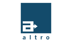 Das Logo von Altro ist ein blaues Quadrat mit einem nach rechts zeigenden Pfeil.