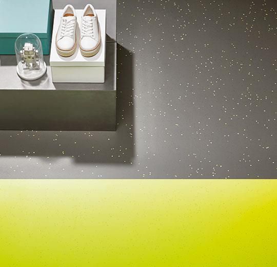 Ein Paar Schuhe steht auf einem Tisch neben einer Glaskuppel.