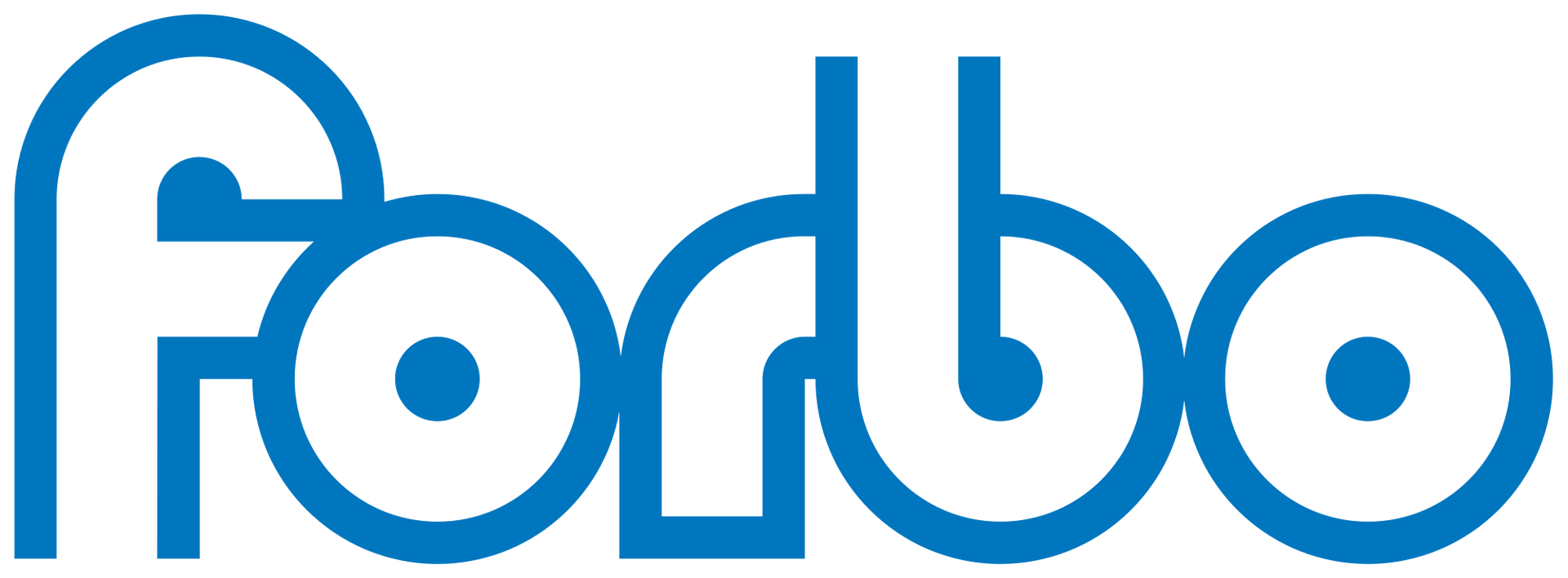 Das Wort „Forbo“ ist in Blau auf weißem Hintergrund geschrieben.