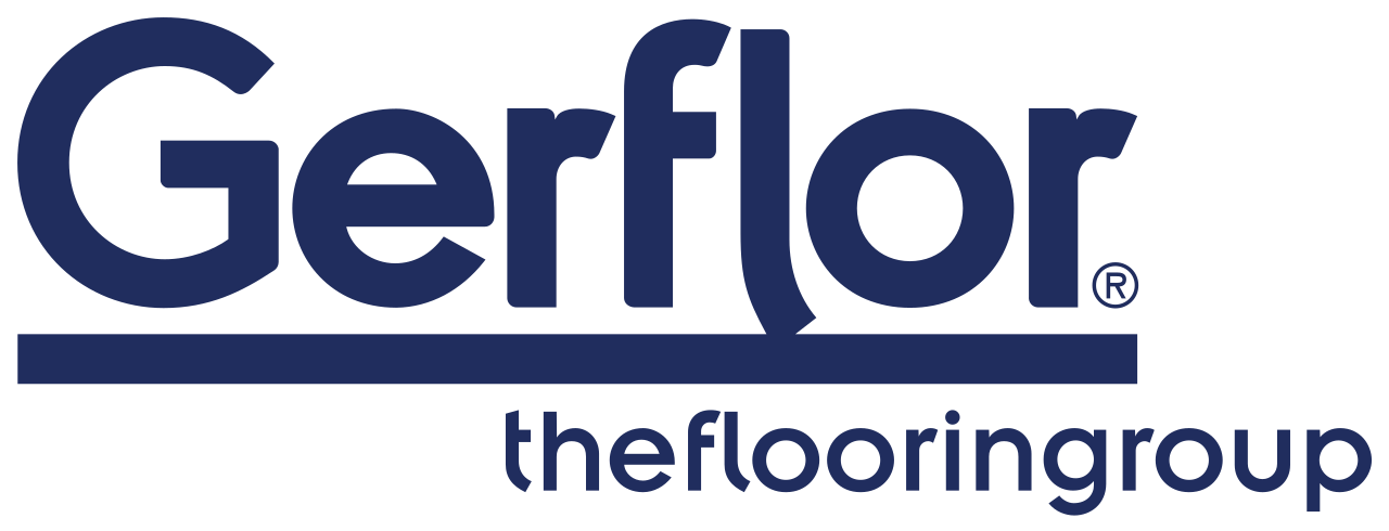 Das Logo der Bodenbelagsgruppe Gerflor ist blau und weiß.