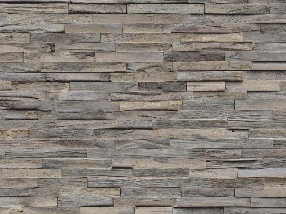 Eine Nahaufnahme einer Ziegelwand aus Holz.