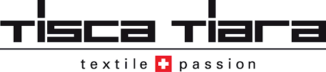Ein schwarz-weißes Logo für Tisca Tiara Textile + Passion