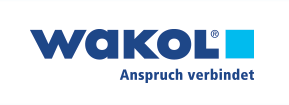 Ein blau-weißes Wakoli-Logo auf weißem Hintergrund
