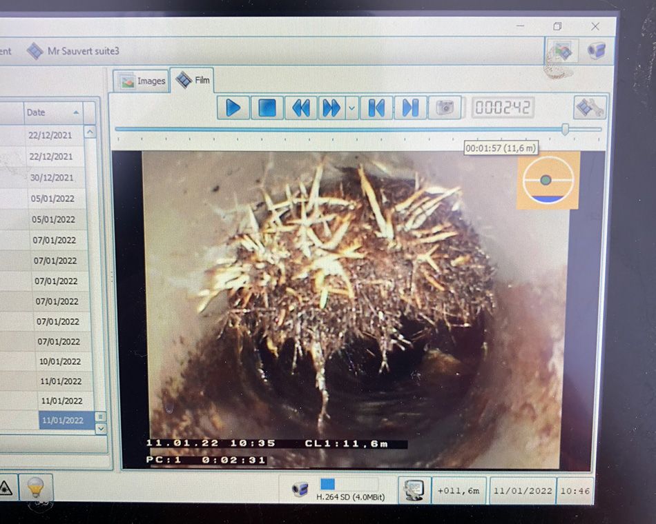 Écran de vidéo d'inspection télévisuelle et détection de canalisations
