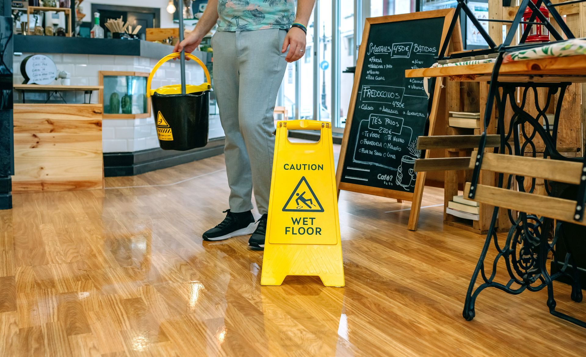 Nettoyage des sols d'une boutique