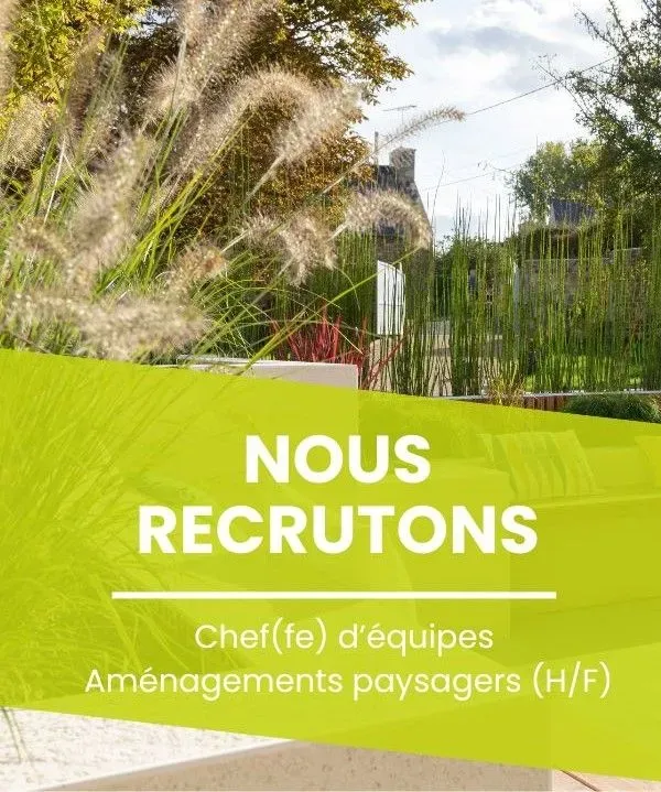 Affiche de recrutement vert avec plantes.