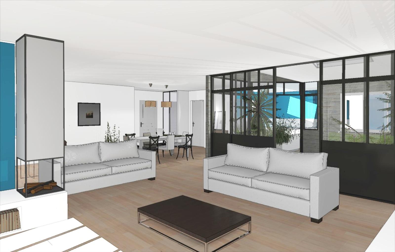 Plan 3D d'un séjour.