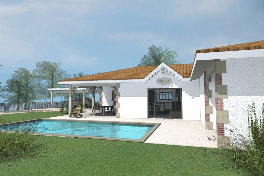 Plan 3D d'une piscine enterrée.