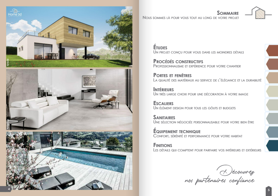 Page de brochure présentant une maison moderne.