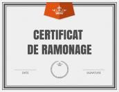 Certificat de ramonage avec un emblème rouge et une bordure grise