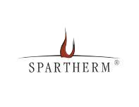 Logo SPARTHERM avec une flamme rouge stylisée sur un logo gris