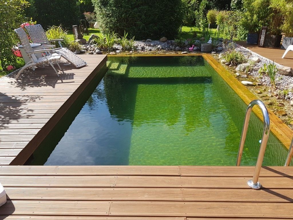 Schwimmteich mit Holzeinfassung