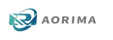 Logo d'Aorima; motif abstrait bleu et turquoise à côté du texte gris «AORIMA».