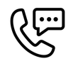 Icône de combiné téléphonique avec une bulle de dialogue contenant trois points, indiquant une conversation téléphonique ou un message.