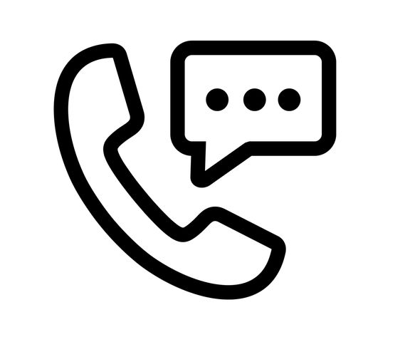 Combiné téléphonique avec une bulle de dialogue contenant trois points.