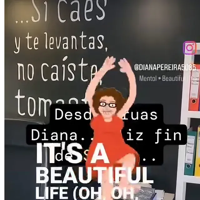 Una caricatura de una mujer frente a un cartel que dice 