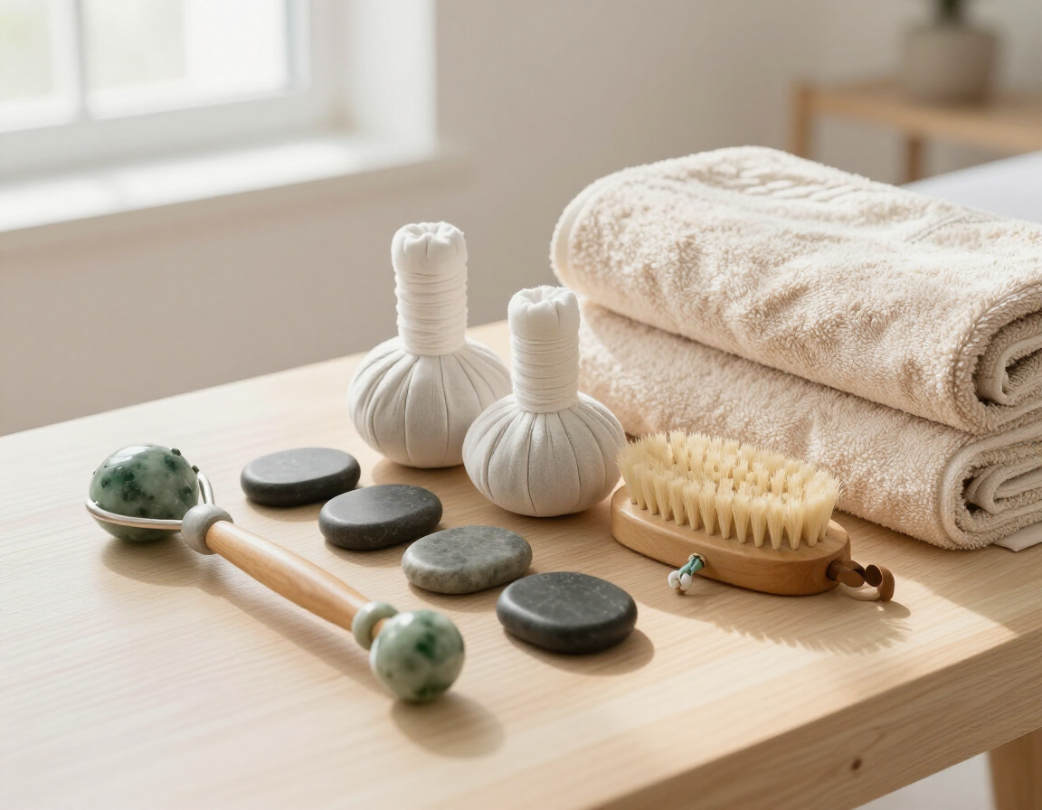 Material de masaje listo para una sesi&oacute;n descontracturante