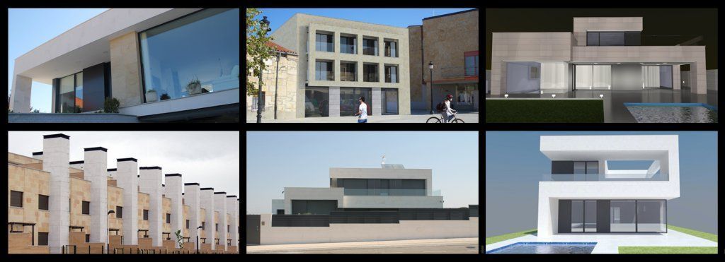 Un collage de imágenes de diferentes tipos de edificios.