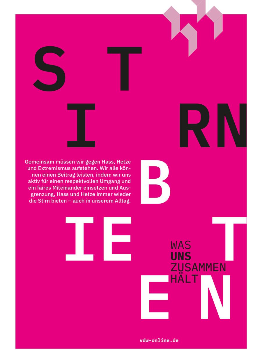 A pink poster that says stern ie was uns zusammen halt en